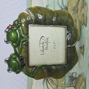Life Style Studios Green 3DFrog Photo Frame Enamal Whimsical 3x3 Photo Size